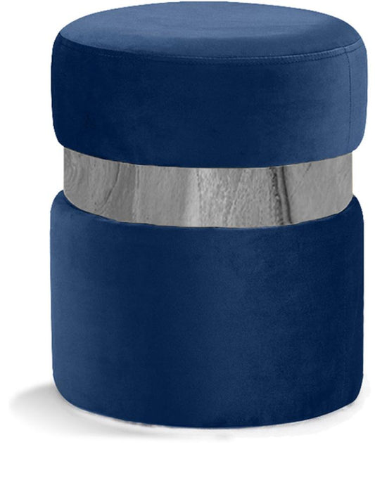 Meridian Furniture - Hailey Navy Velvet Ottoman/Stool - 133Navy veiw 1