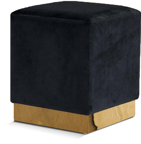 Meridian Furniture - Jax Black Velvet Ottoman/Stool - 134Black veiw 1