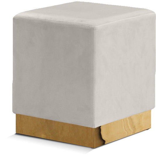 Meridian Furniture - Jax Cream Velvet Ottoman/Stool - 134Cream veiw 1