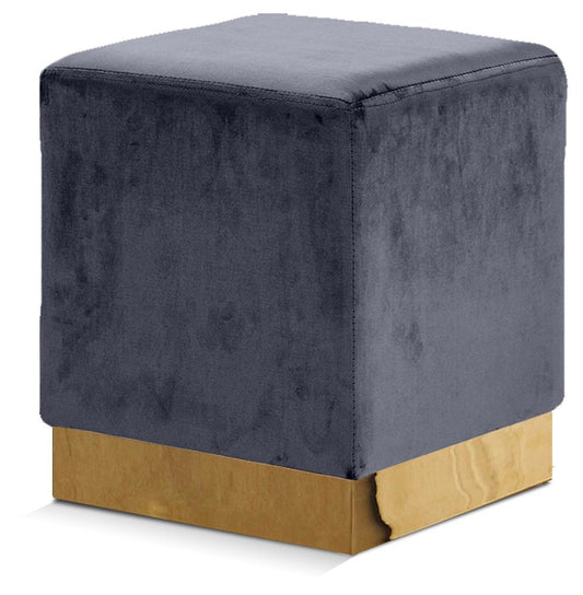 Meridian Furniture - Jax Grey Velvet Ottoman/Stool - 134Grey veiw 1