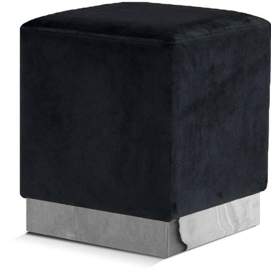 Meridian Furniture - Jax Black Velvet Ottoman/Stool - 135Black veiw 1