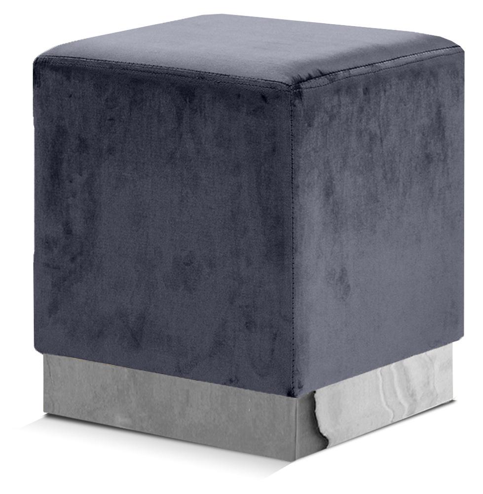 Meridian Furniture - Jax Grey Velvet Ottoman/Stool - 135Grey veiw 1