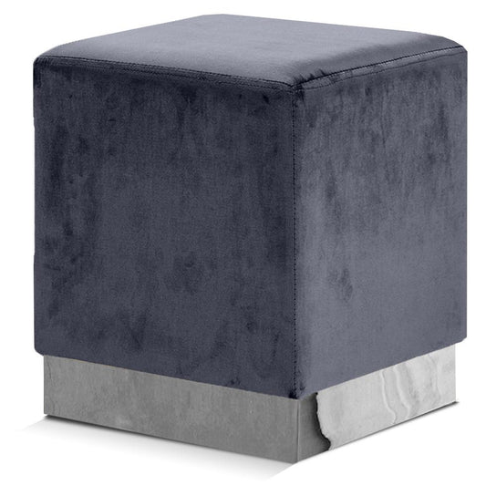Meridian Furniture - Jax Grey Velvet Ottoman/Stool - 135Grey veiw 1