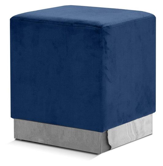 Meridian Furniture - Jax Navy Velvet Ottoman/Stool - 135Navy veiw 1