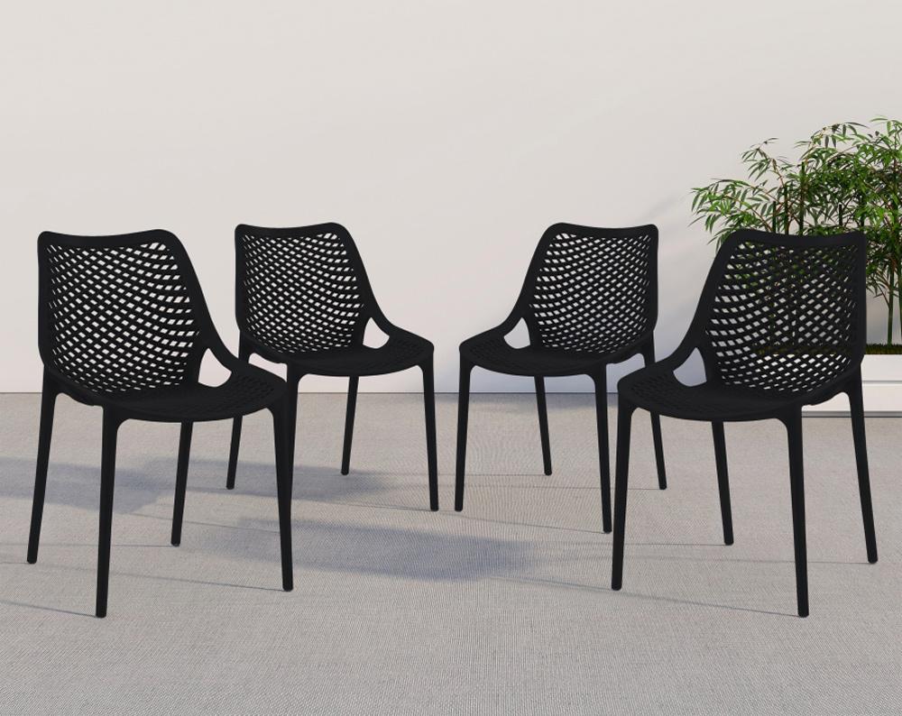 Meridian Furniture - Mykonos Black Outdoor Patio Dining Chair (Set of 4) - 328Black veiw 6