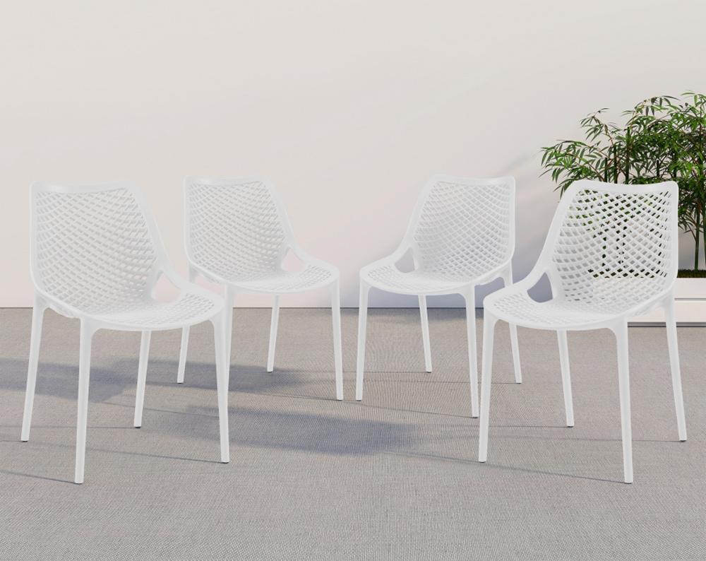 Meridian Furniture - Mykonos White Outdoor Patio Dining Chair (Set of 4) - 328White veiw 7
