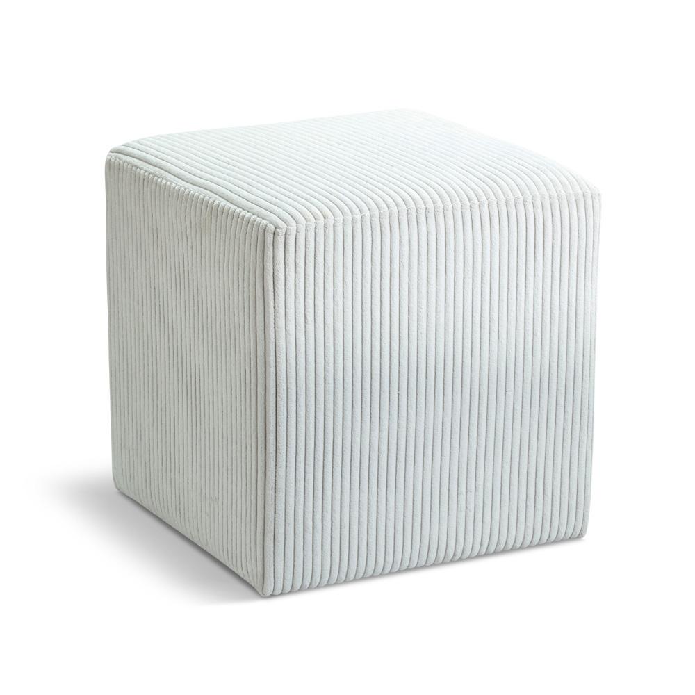 Meridian Furniture - Roy Cream Microsuede Fabric Ottoman/Stool - 446Cream veiw 1