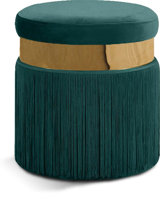 Meridian Furniture - Yasmine Green Velvet Ottoman/Stool - 142Green veiw 1