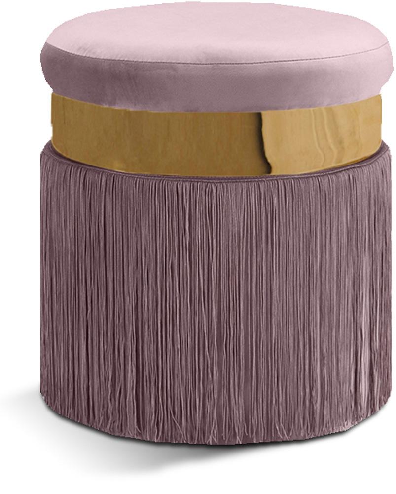 Meridian Furniture - Yasmine Pink Velvet Ottoman/Stool - 142Pink veiw 1