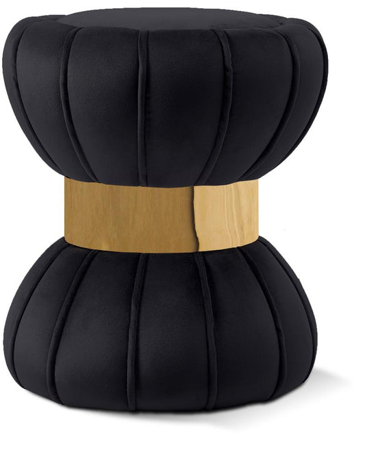 Meridian Furniture - Vino Black Velvet Ottoman/Stool - 145Black veiw 1