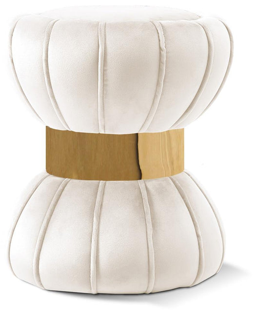 Meridian Furniture - Vino Cream Velvet Ottoman/Stool - 145Cream veiw 1