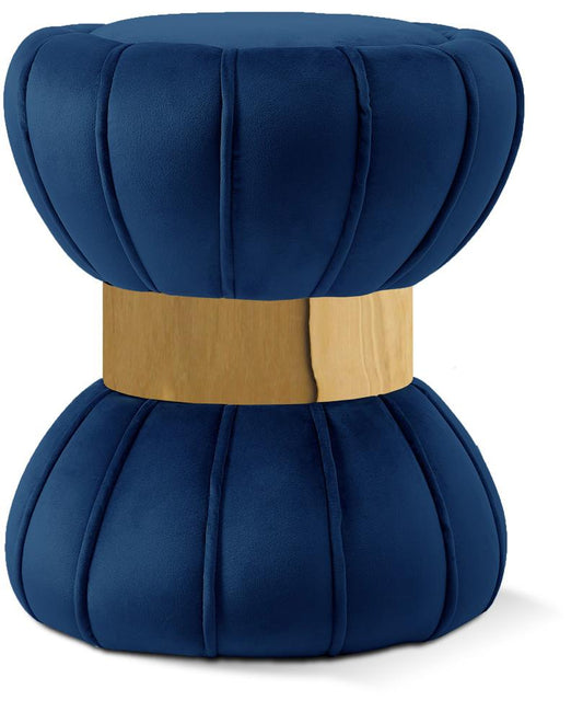 Meridian Furniture - Vino Navy Velvet Ottoman/Stool - 145Navy veiw 1