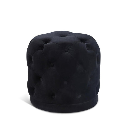 Meridian Furniture - Harper Black Velvet Ottoman/Stool - 136Black veiw 1