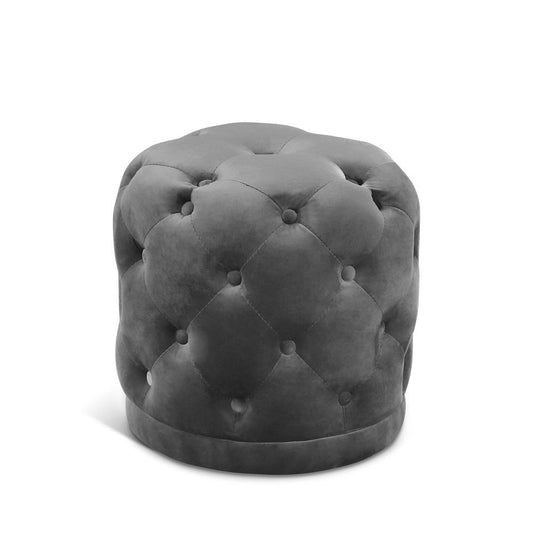 Meridian Furniture - Harper Grey Velvet Ottoman/Stool - 136Grey veiw 1