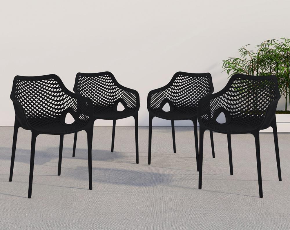 Meridian Furniture - Mykonos Black Outdoor Patio Dining Chair (Set of 4) - 329Black veiw 6