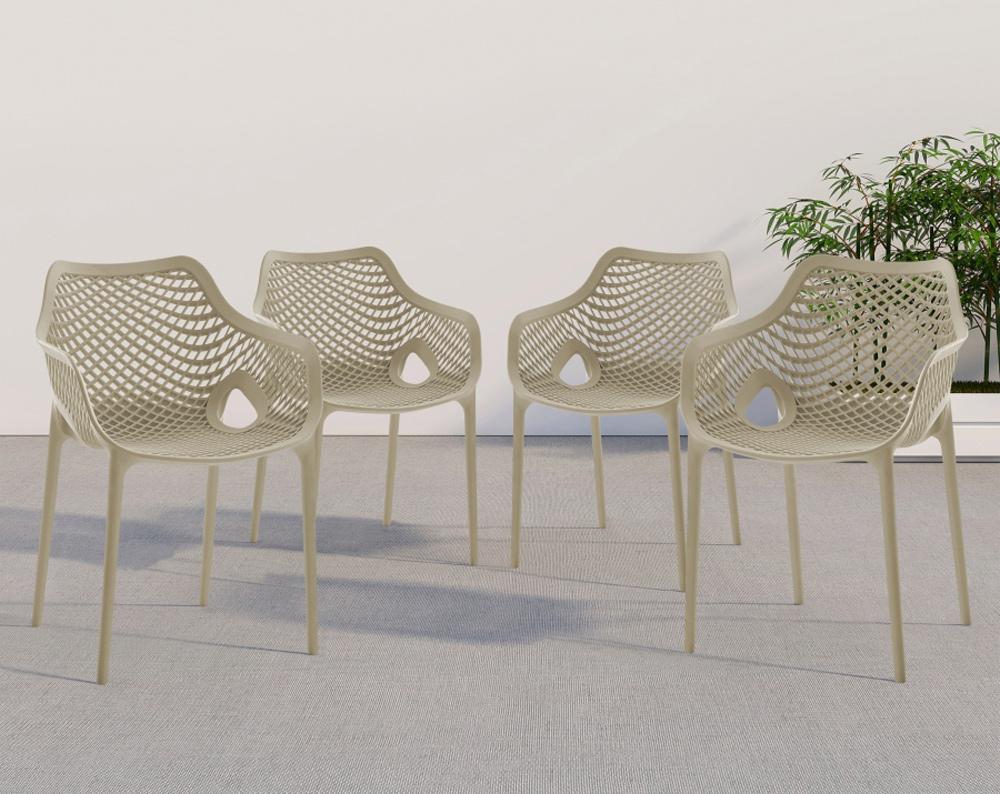 Meridian Furniture - Mykonos Taupe Outdoor Patio Dining Chair (Set of 4) - 329Taupe veiw 6