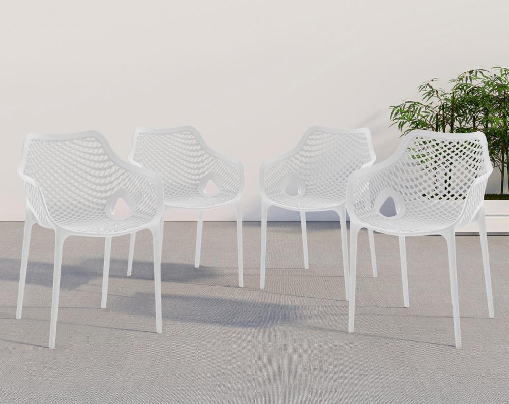 Meridian Furniture - Mykonos White Outdoor Patio Dining Chair (Set of 4) - 329White veiw 6