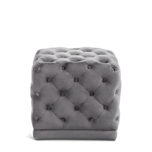Meridian Furniture - Stella Grey Velvet Ottoman/Stool - 137Grey veiw 1