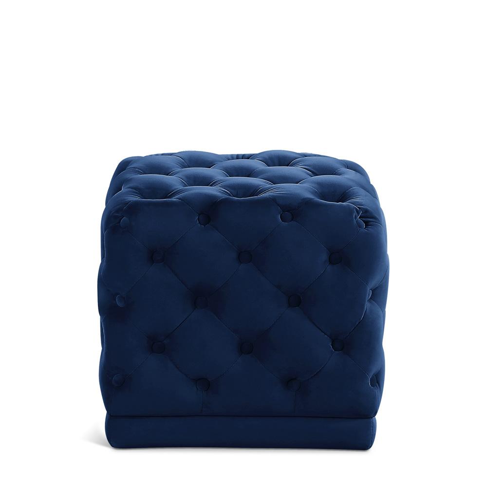 Meridian Furniture - Stella Navy Velvet Ottoman/Stool - 137Navy veiw 1