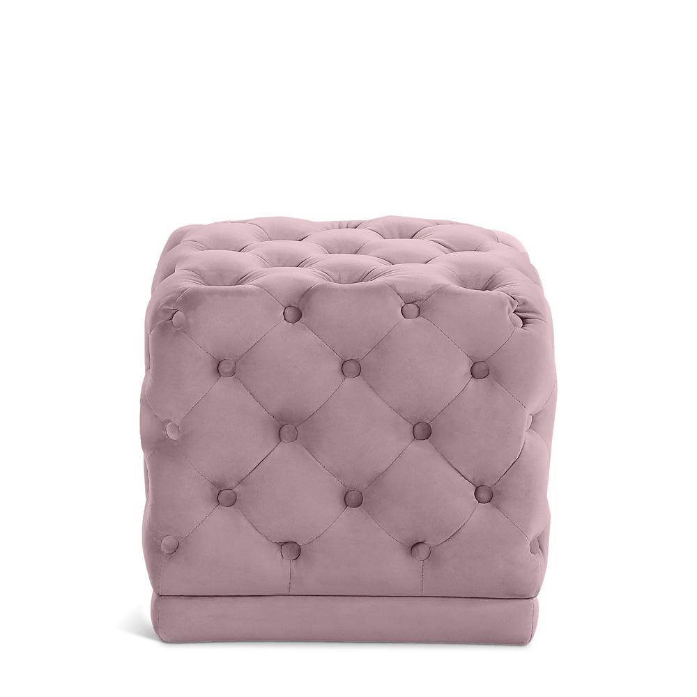 Meridian Furniture - Stella Pink Velvet Ottoman/Stool - 137Pink veiw 1