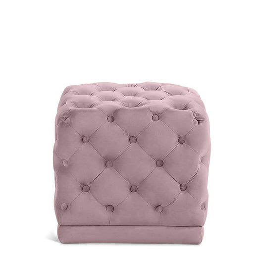 Meridian Furniture - Stella Pink Velvet Ottoman/Stool - 137Pink veiw 1