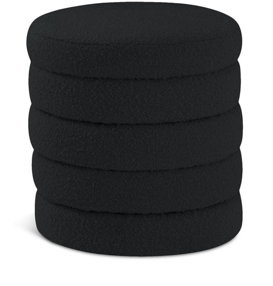 Meridian Furniture - Aphia Black Boucle Fabric Ottoman/Stool - 153Black veiw 1