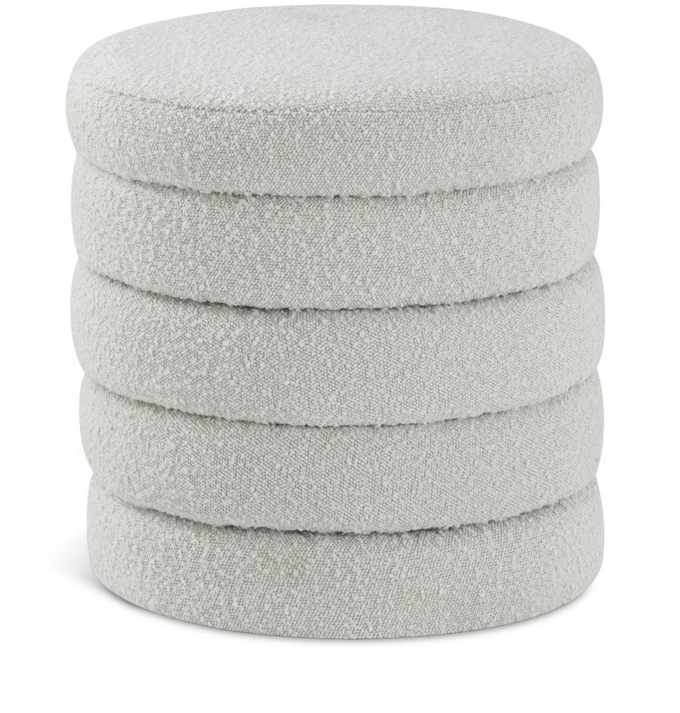 Meridian Furniture - Aphia Cream Boucle Fabric Ottoman/Stool - 153Cream veiw 1