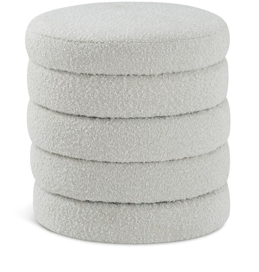 Meridian Furniture - Aphia Cream Boucle Fabric Ottoman/Stool - 153Cream veiw 1