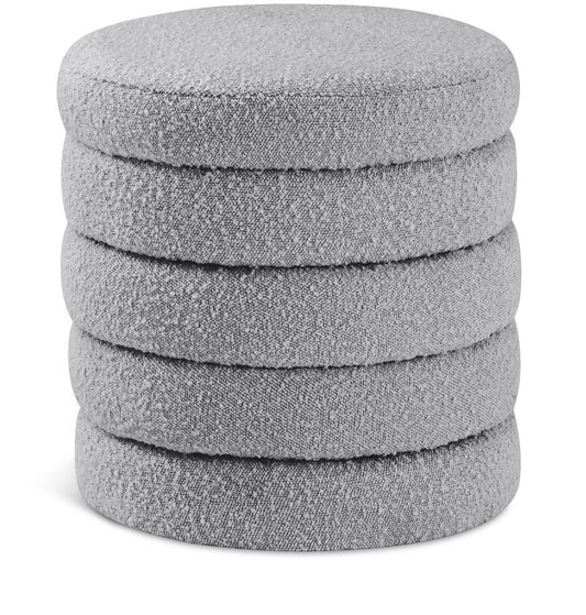 Meridian Furniture - Aphia Grey Boucle Fabric Ottoman/Stool - 153Grey veiw 1