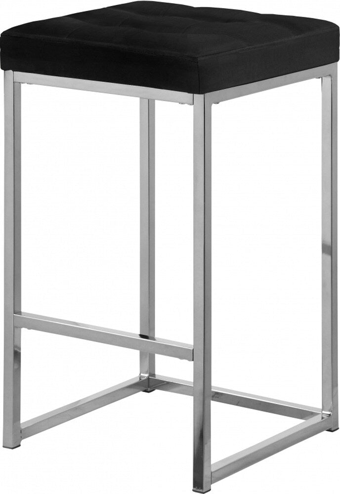 Meridian Furniture - Nicola Black Velvet Stool (Set of 2) - 904Black-C veiw 1