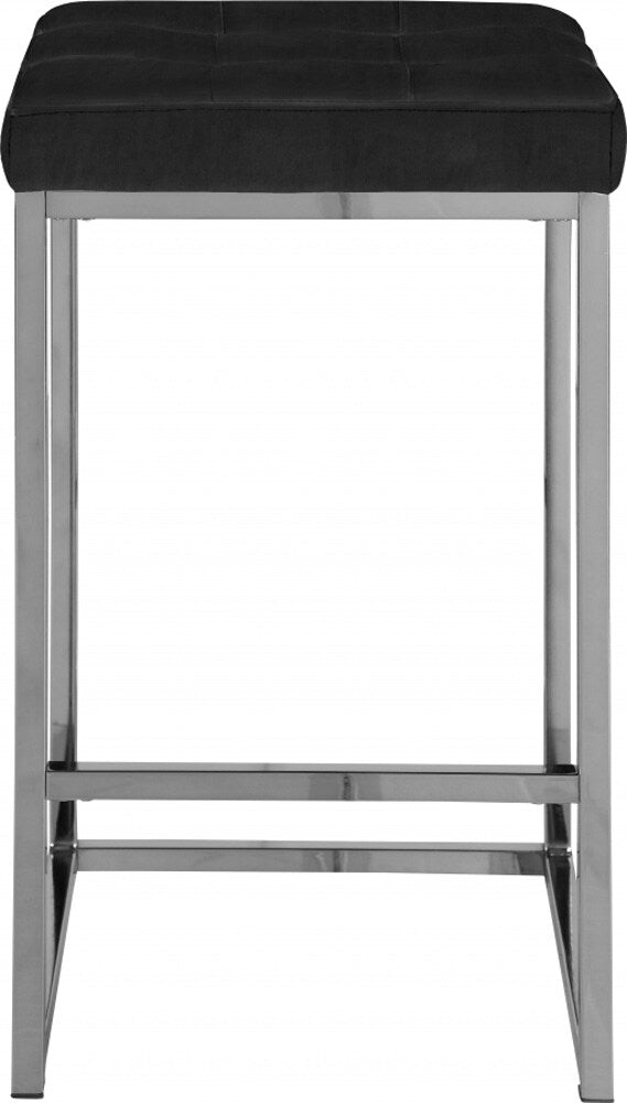 Meridian Furniture - Nicola Black Velvet Stool (Set of 2) - 904Black-C veiw 2