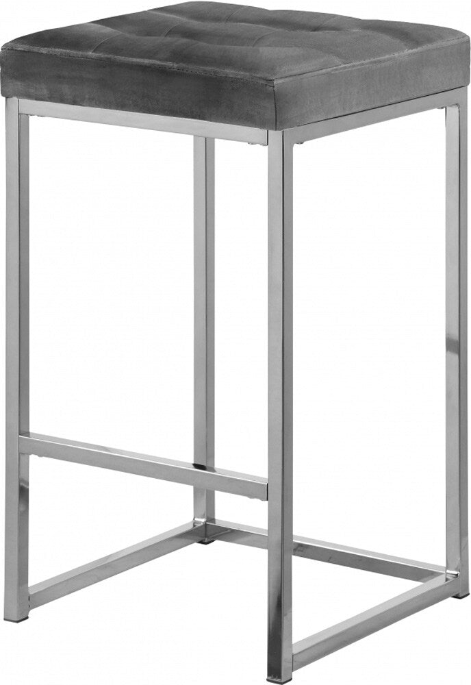 Meridian Furniture - Nicola Grey Velvet Stool (Set of 2) - 904Grey-C veiw 1