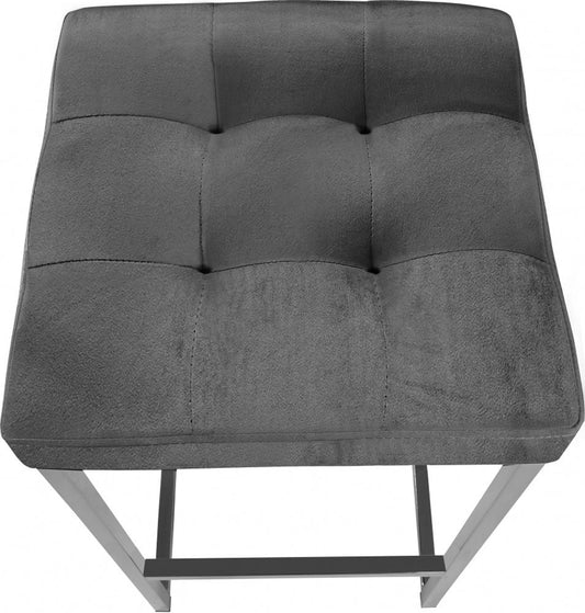 Meridian Furniture - Nicola Grey Velvet Stool (Set of 2) - 904Grey-C veiw 2