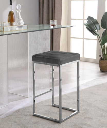Meridian Furniture - Nicola Grey Velvet Stool (Set of 2) - 904Grey-C veiw 4