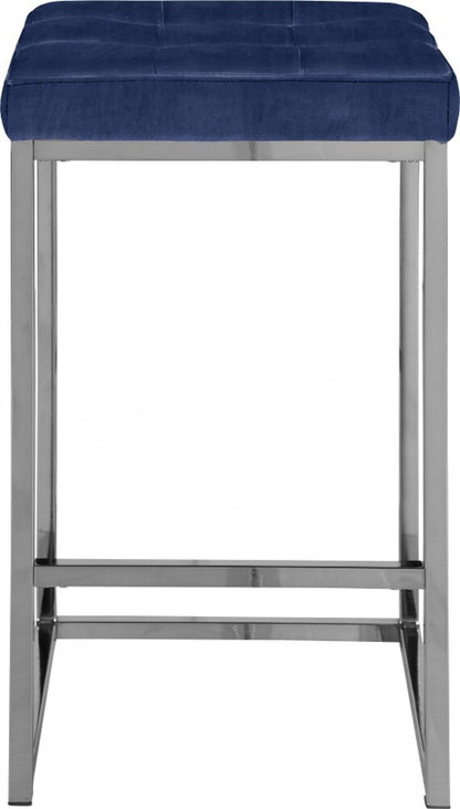 Meridian Furniture - Nicola Navy Velvet Stool (Set of 2) - 904Navy-C veiw 2