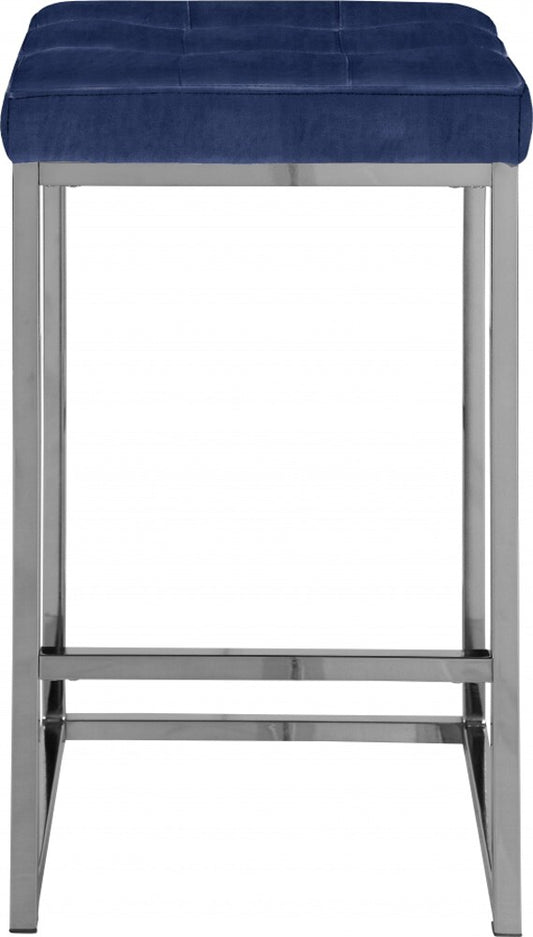 Meridian Furniture - Nicola Navy Velvet Stool (Set of 2) - 904Navy-C veiw 2