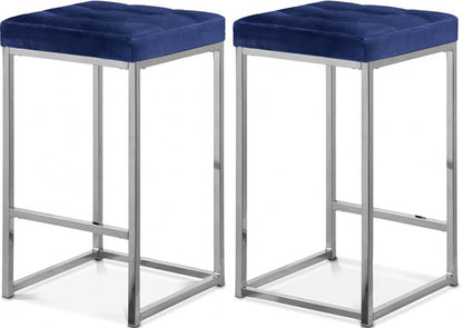 Meridian Furniture - Nicola Navy Velvet Stool (Set of 2) - 904Navy-C veiw 4
