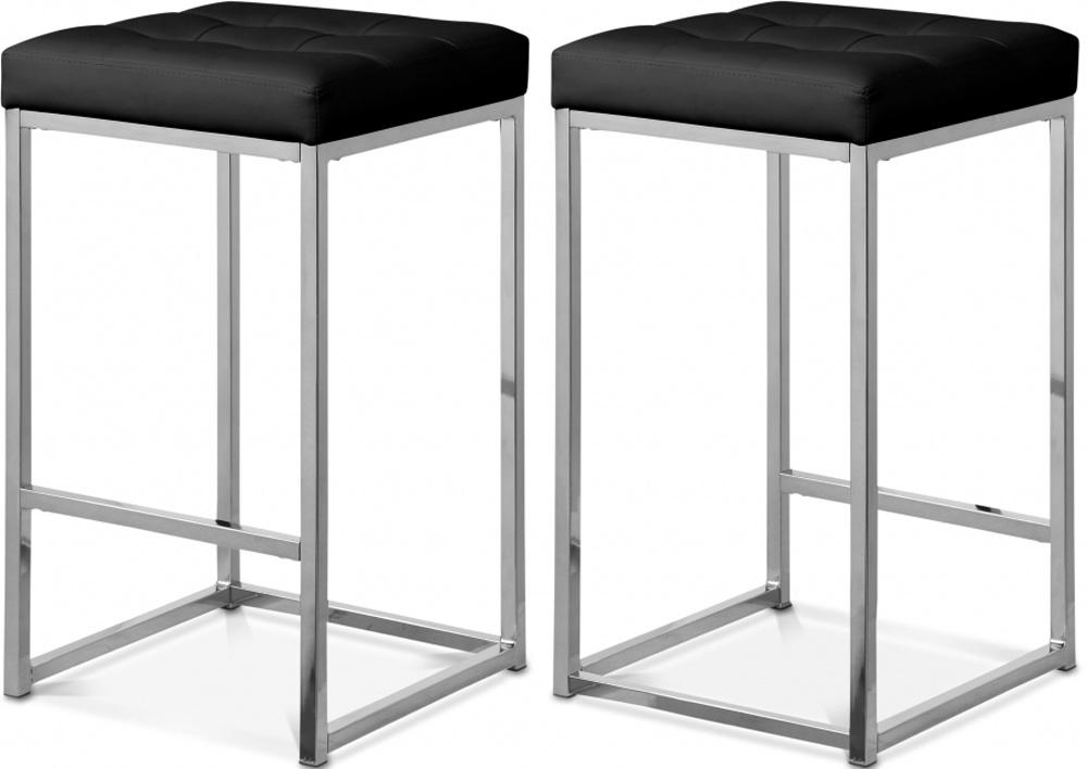 Meridian Furniture - Nicola Black Vegan Leather Stool (Set of 2) - 905Black-C veiw 4