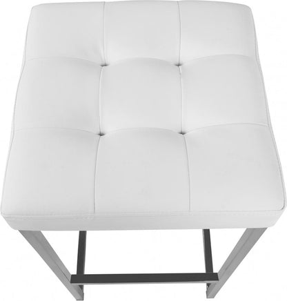 Meridian Furniture - Nicola White Vegan Leather Stool (Set of 2) - 905White-C veiw 2