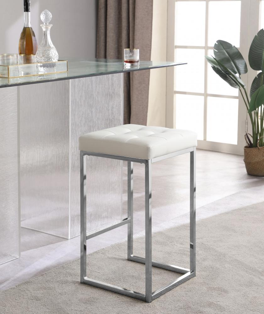 Meridian Furniture - Nicola White Vegan Leather Stool (Set of 2) - 905White-C veiw 4