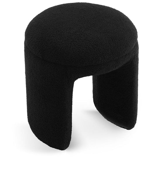 Meridian Furniture - Bowen Black Faux Shearling Teddy Fabric Ottoman/Stool - 105Black veiw 1