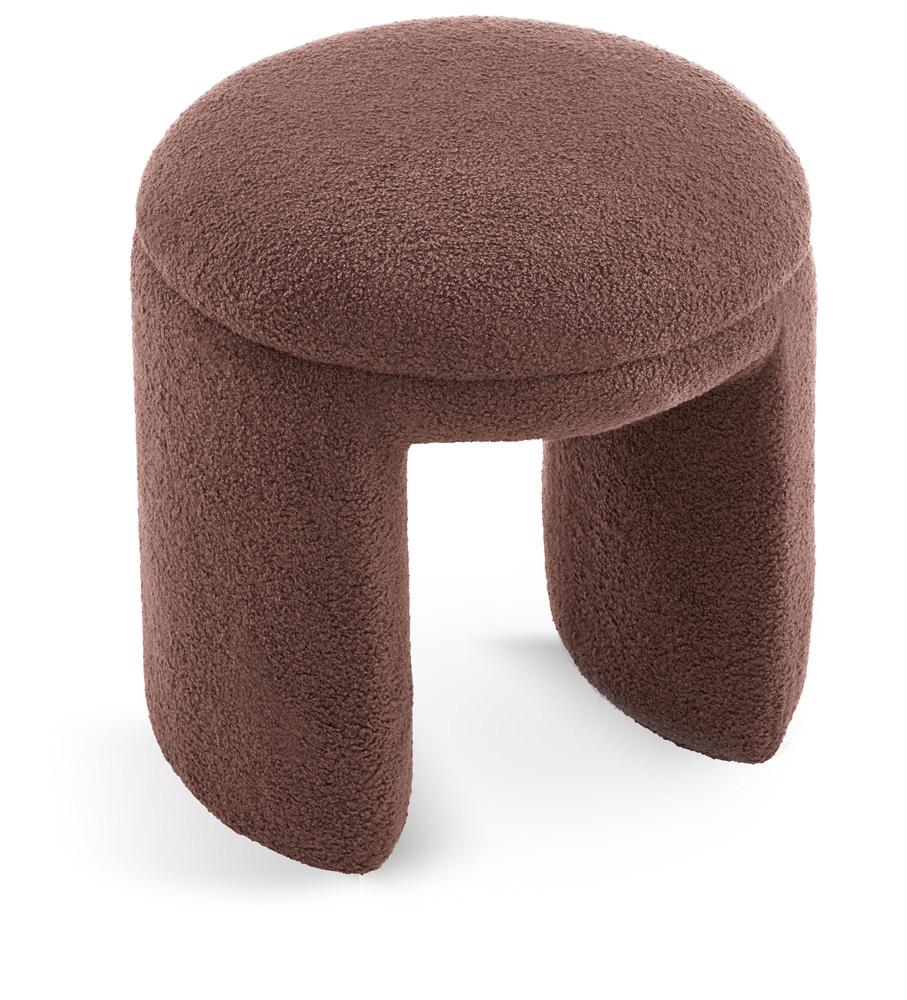 Meridian Furniture - Bowen Brown Faux Shearling Teddy Fabric Ottoman/Stool - 105Brown veiw 1