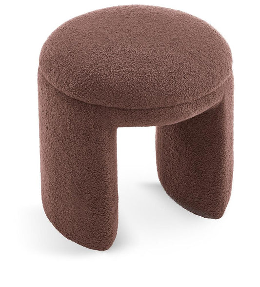 Meridian Furniture - Bowen Brown Faux Shearling Teddy Fabric Ottoman/Stool - 105Brown veiw 1