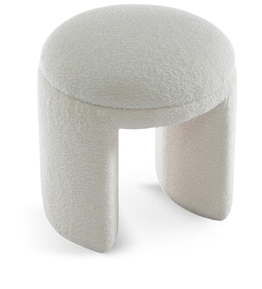 Meridian Furniture - Bowen Cream Faux Shearling Teddy Fabric Ottoman/Stool - 105Cream veiw 1