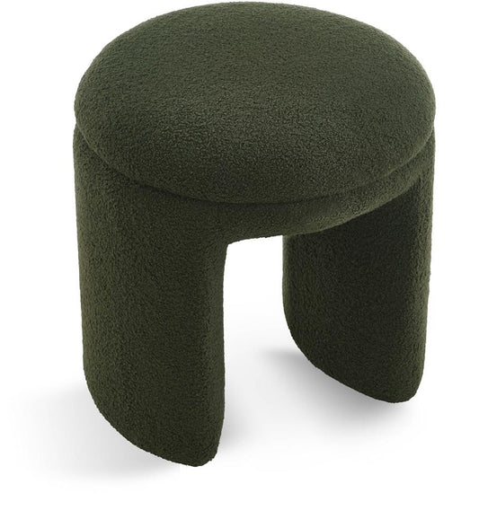 Meridian Furniture - Bowen Green Faux Shearling Teddy Fabric Ottoman/Stool - 105Green veiw 1