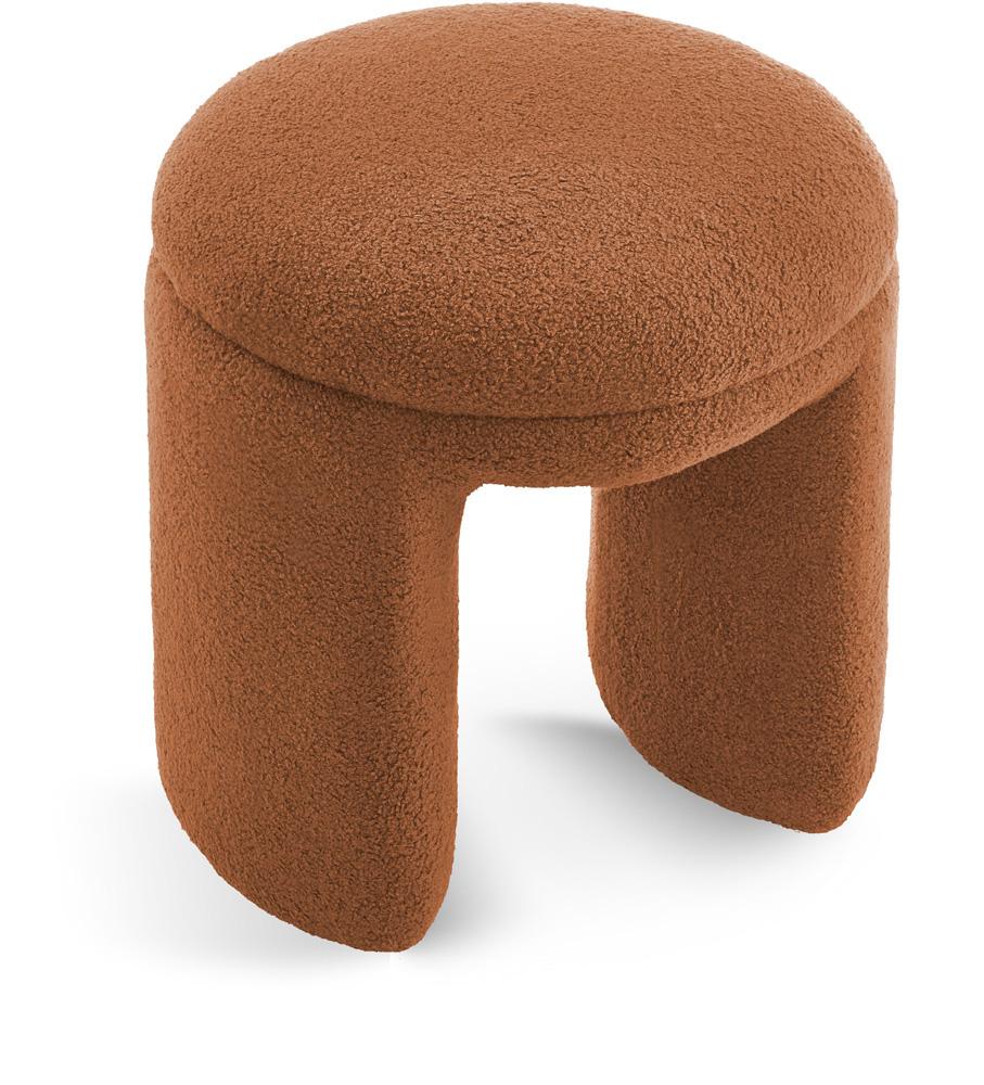 Meridian Furniture - Bowen Saddle Faux Shearling Teddy Fabric Ottoman/Stool - 105Saddle veiw 1