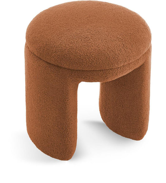 Meridian Furniture - Bowen Saddle Faux Shearling Teddy Fabric Ottoman/Stool - 105Saddle veiw 1