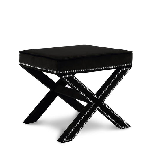 Meridian Furniture - Nixon Black Velvet Ottoman/Bench - 126Black veiw 1