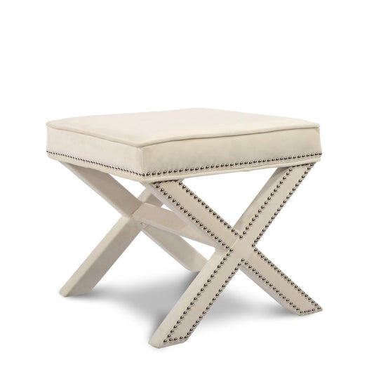 Meridian Furniture - Nixon Cream Velvet Ottoman/Bench - 126Cream veiw 1