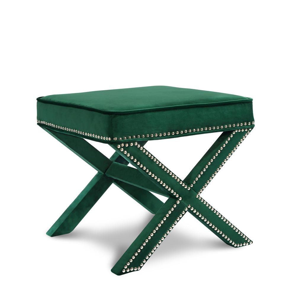 Meridian Furniture - Nixon Green Velvet Ottoman/Bench - 126Green veiw 1